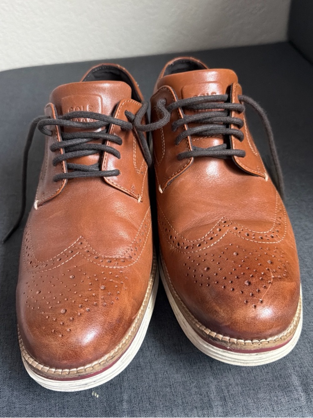 Cole Haan Tan/Brown Leather Wingtip Derby Shoes